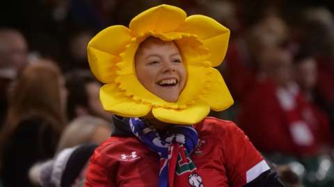 Wales fan in flower hat