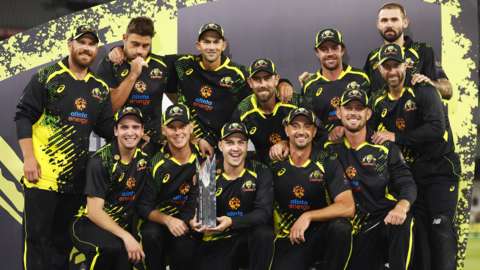 Australia with the T20 series trophy