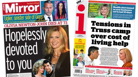 Mirror and the i front pages