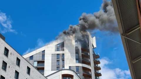 Fire at a tower block in St Mark's Square in Bromley