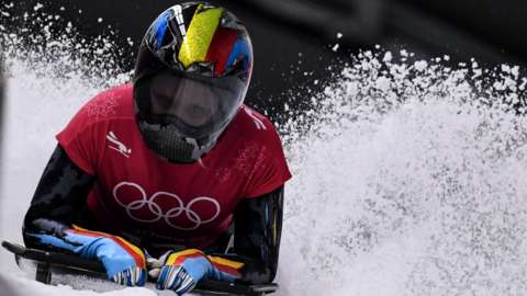 Belgium's Kim Meylemans takes part in the women's skeleton training session at the Olympic Sliding Centre during the Pyeongchang 2018 Winter Olympic Games