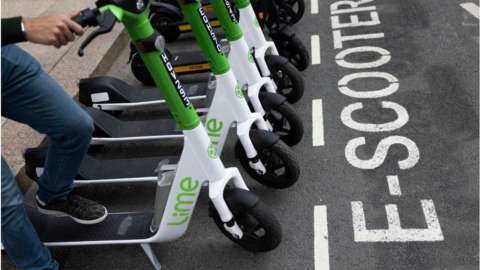 e-scooters parked