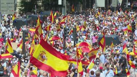 Protests with Spanish flags
