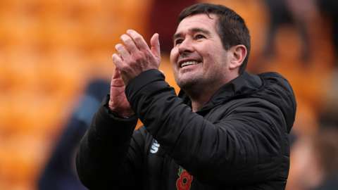 Nigel Clough is all smiles after a win as Mansfield manager
