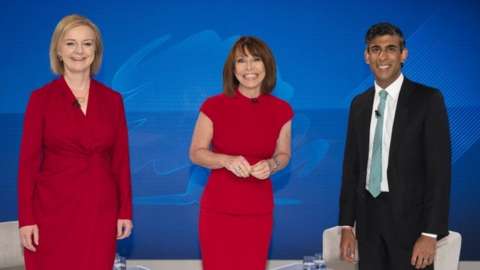 Liz Truss and Rishi Sunak at a Sky News debate