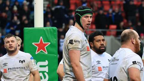 Ospreys players in a European Champions Cup game