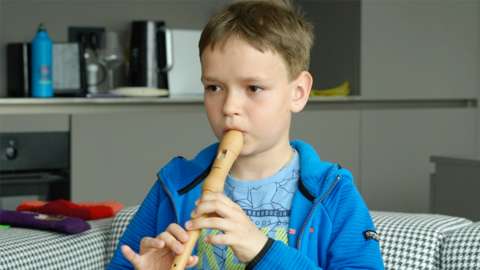 Gleb playing the recorder