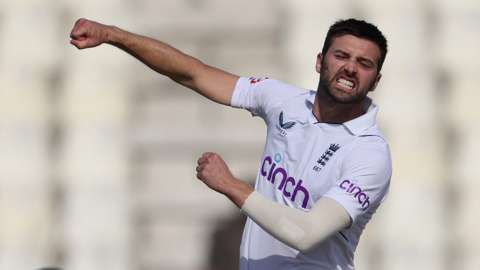 Mark Wood punches the air in celebration