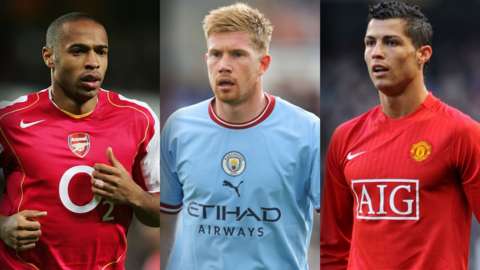 Thierry Henry, Kevin de Bruyne and Cristiano Ronaldo