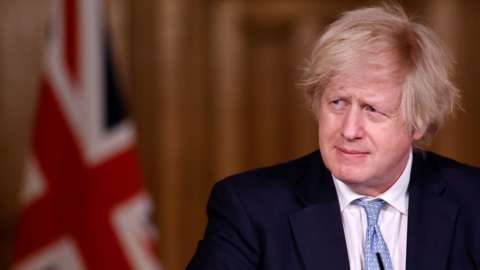 Prime Minister Boris Johnson, during a media briefing in Downing Street, London, on coronavirus. 18 March 2021.
