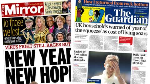 Front pages of the Mirror and the Guardian