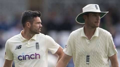 England's James Anderson and Stuart Broad