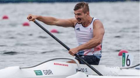 GB Para-canoeist Stu Wood in action at the Tokyo Paralympics