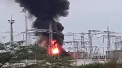 Still from video showing fire