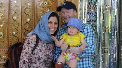 Iranian-British aid worker Nazanin Zaghari-Ratcliffe with her husband Richard Ratcliffe and her daughter Gabriella