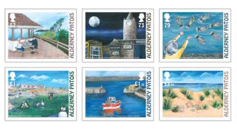 Six of the eight stamps
