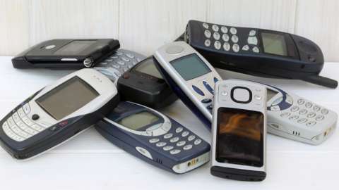 Pile of old phones