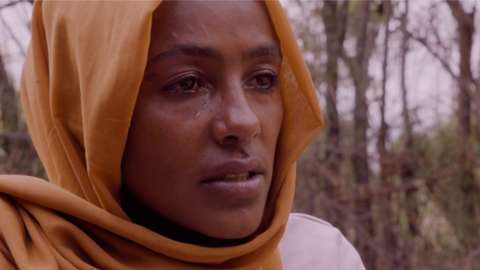 Woman in Ethiopia crying