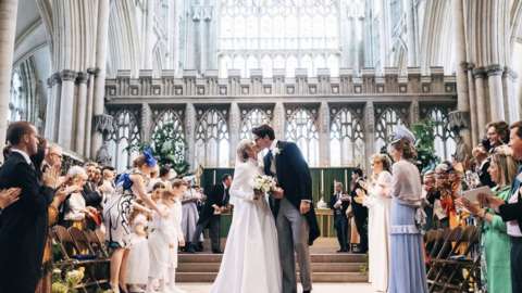 Handout photo of the wedding of singer Ellie Goulding to Caspar Jopling at York Minster.