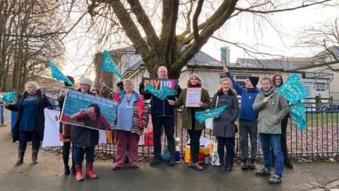 Teachers on strike at Okehampton College in Devon
