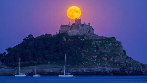 The supermoon over St Michael's Mount