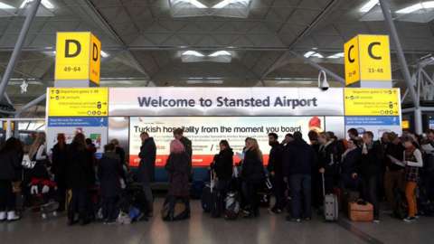 Image of the departure lounge inside Stansted Airport
