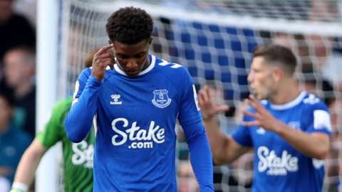 Everton's Demarai Gray reacts after Chelsea's Jorginho scored their first goal