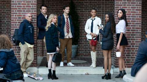 Students stand outside Constance St Jude's in the new series of Gossip Girl
