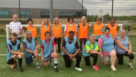 Players in the women's walking football team