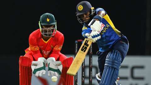 Zimbabwe wicketkeeper Regis Chakabva and Sri Lanka's Pathum Nissanka