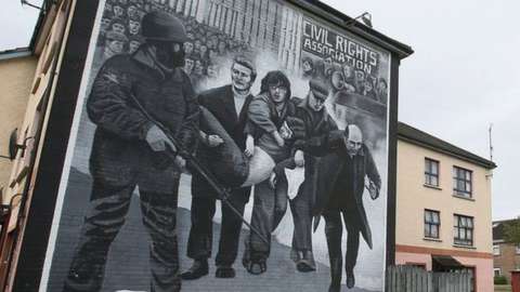 Mural in the Bogside area of Londonderry depicting Bloody Sunday