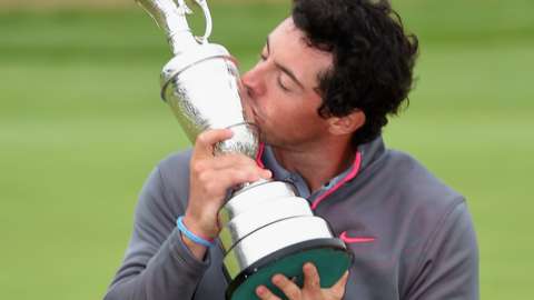 Rory McIlroy with the Claret Jug after winning the 2014 Open Championship