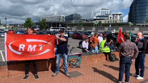 a PICKET LINE IN CARDIFF