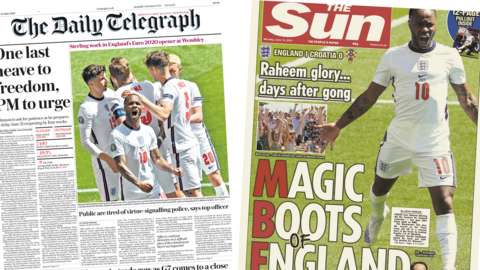 Telegraph and Sun front pages