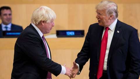 Boris Johnson and Donald Trump shake hands