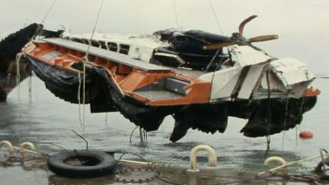 Hovercraft wreckage lifted from the water