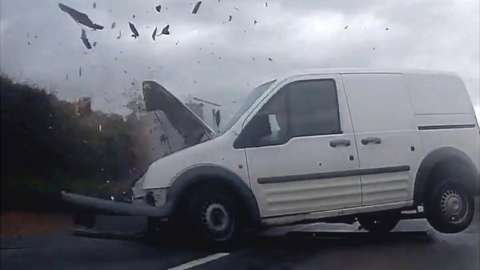Van crashing into a car