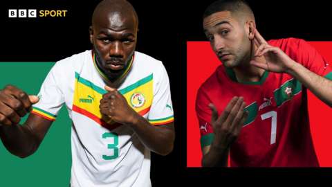 Senegal defender Kalidou Koulibaly and Morocco winger Hakim Ziyech
