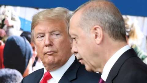 Donald Trump and Recep Tayyip Erdogan in Brussels, July 2018