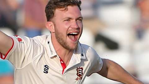 Essex bowler Sam Cook celebrates the wicket of a Northamptonshire batsman
