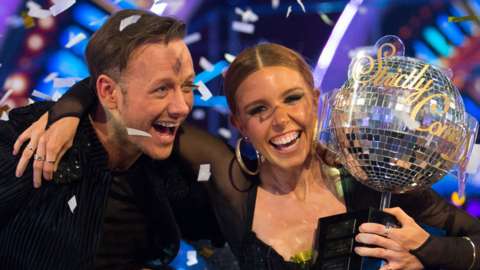 Kevin Clifton and Stacey Dooley after winning Strictly in 2018