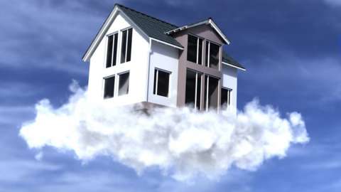 House floating on cloud