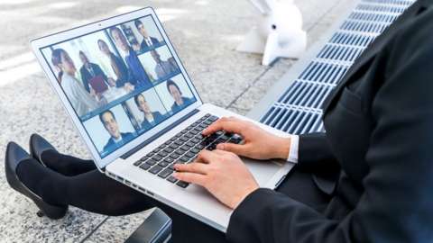 Person having a Zoom meeting
