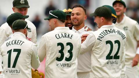 Nottinghamshire celebrate wicket
