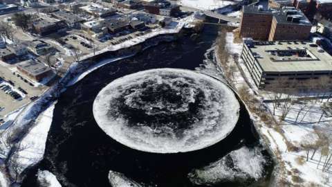 Drone picture of spinning ice disk
