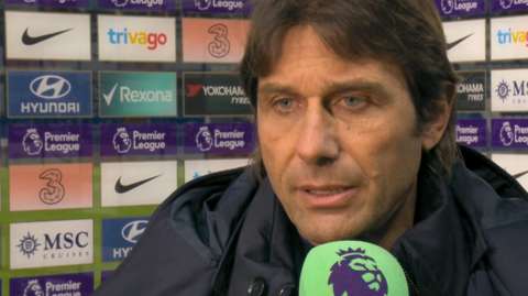 Tottenham manager Antonio Conte says the gap between Tottenham and the "top teams is very large", after Spurs lost 2-0 at Chelsea.