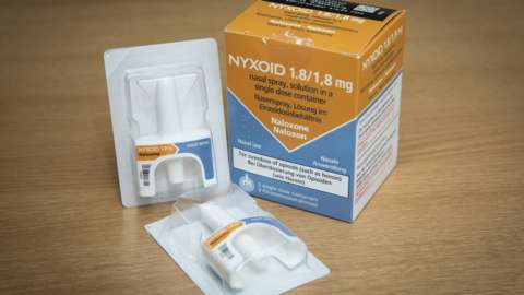 Box of nasal naloxone