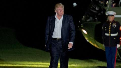 President Donald J Trump walks on the South Lawn of the White House on May 7, 2017 in Washington, DC. President Trump is returning from a weekend trip to the Trump National Golf Club in Bedminster, New Jersey.