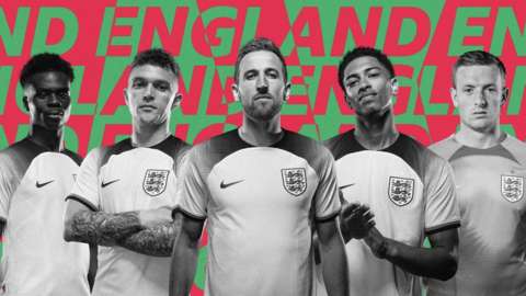 Bukayo Saka, Kieran Trippier, Harry Kane, Jude Bellingham and Jordan Pickford