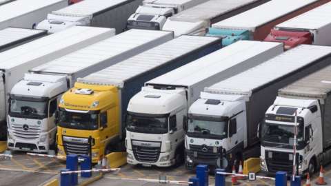 Lorries queue at Dover